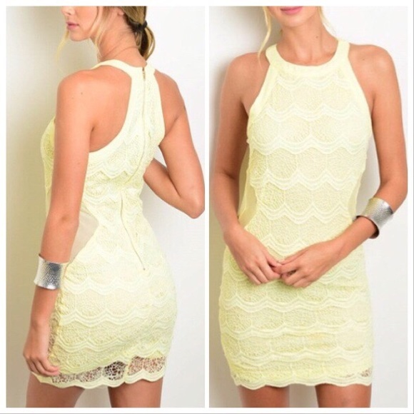 littlegypsie Dresses & Skirts - *CLEARANCE* Lemon Lace Body-con Mini Dress